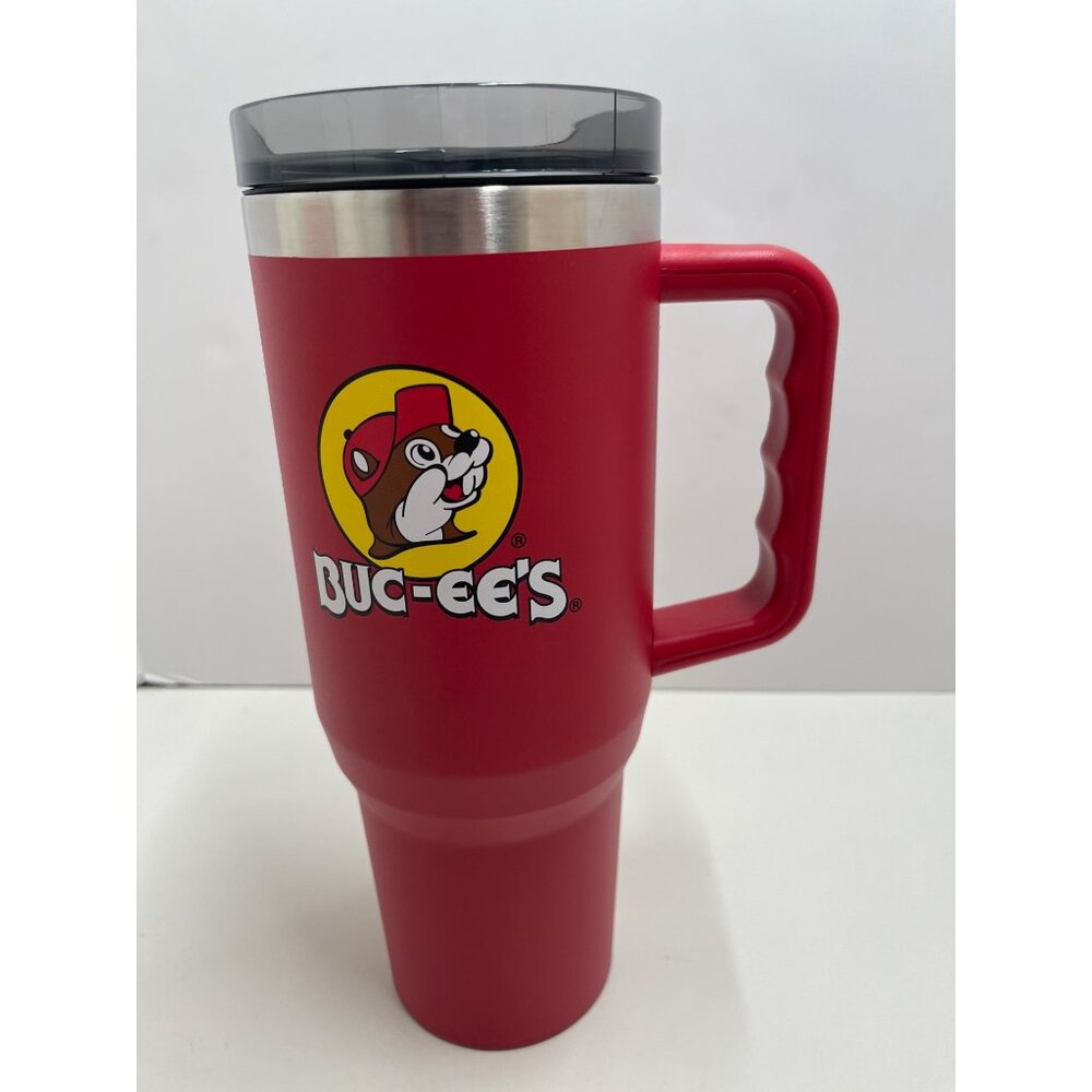 Yukon Outfitters 40 Oz Red Buc-ees Logo Insulated Tumbler W/Lid Preowned‎